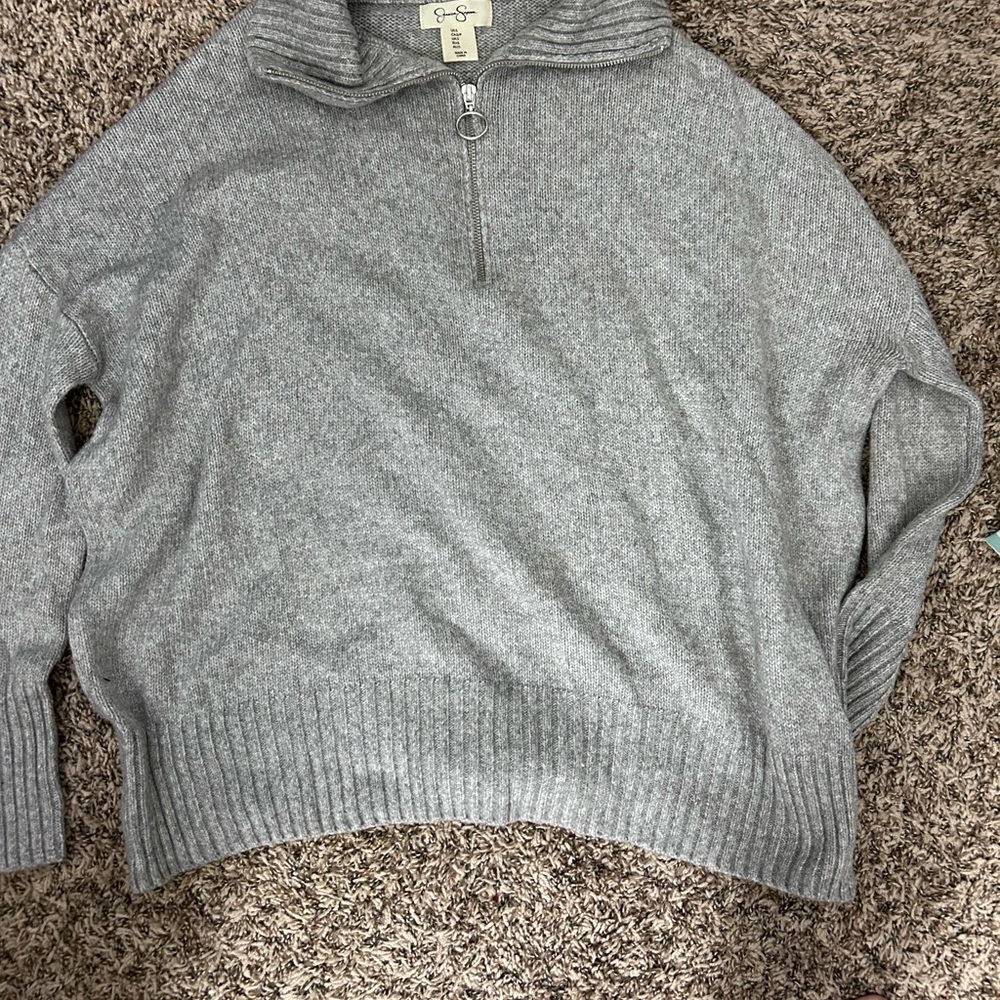 Jessica Simpson Gray Half-Zip Sweater